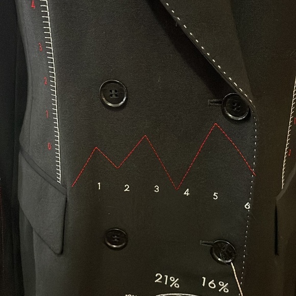 Moschino Cheap Chic Black Wool Numbers Graph Blazer  NWT - Picture 4 of 16